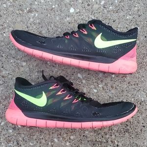 Nike Free 5.0 Running Sneakers Black Volt 8 Womens